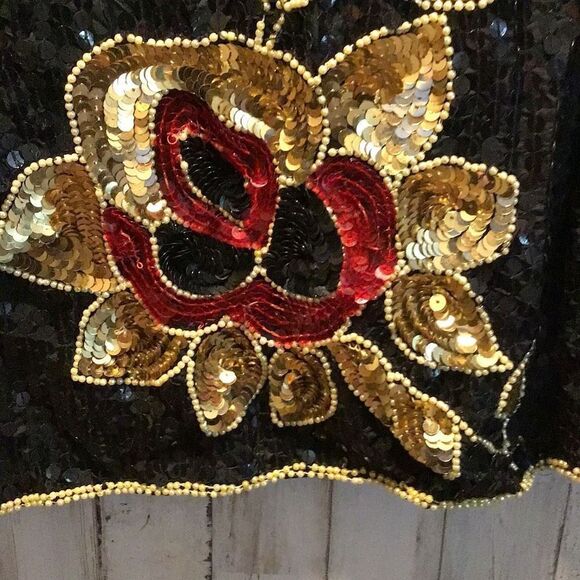 Blouse vintage sequin Joseph Le Bon silk blouse size large missing few beads on - Picture 3 of 7